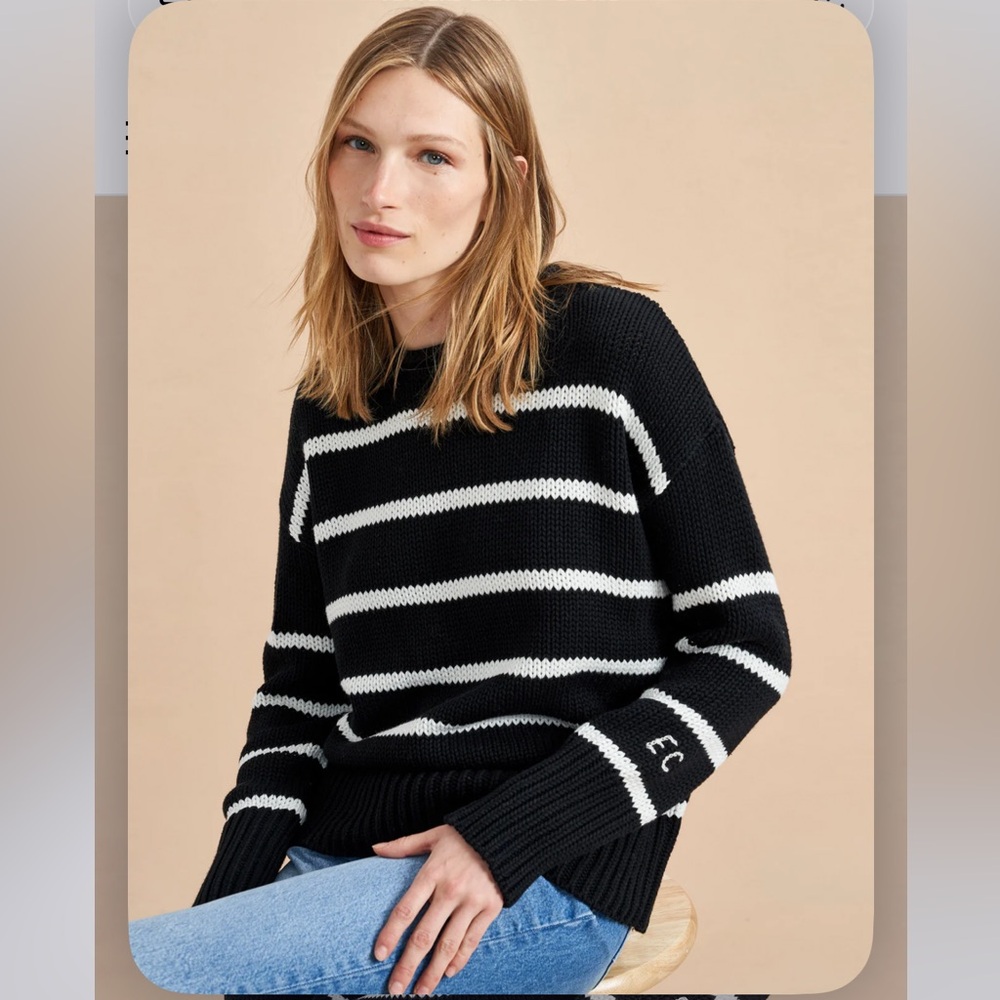 NEW La Ligne Marina Sweater. Navy/Cream. M. NWT